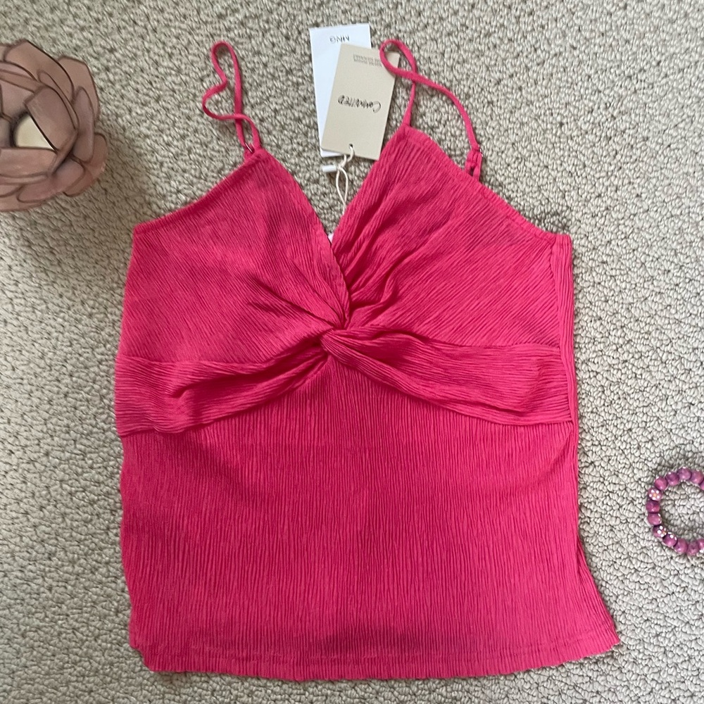 NWT Hot pink Mango twist cami top.